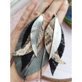 Multi layered earrings made from genuine leather