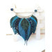 blue bib leather feather necklace