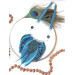 blue bib leather feather necklace