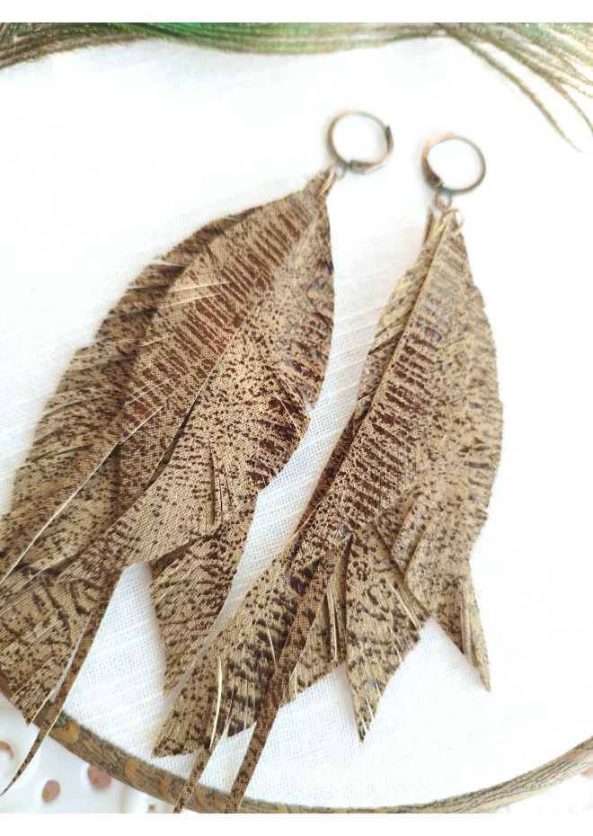 Multi layered earrings made from genuine leather