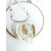 white gold leather feather necklace