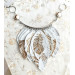 white gold leather feather necklace