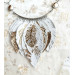 white gold leather feather necklace