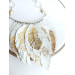white gold leather feather necklace