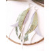 dangle leather feather earrings long white green