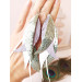 dangle leather feather earrings long white green