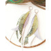 dangle leather feather earrings long white green