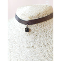 Handmade black leather choker necklace. 