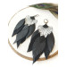 long leather feather earrings, mint genuine leather jewelry 
