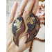 medium feathers earrings genuine leather jewelry  