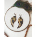 medium feathers earrings genuine leather jewelry  