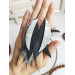 long leather feather earrings genuine leather jewelry metallic gray