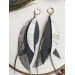 long leather feather earrings genuine leather jewelry metallic gray