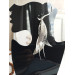 long leather feather earrings genuine leather jewelry metallic gray