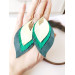leather feather earrings yellow green , genuine leather jewelry 