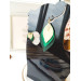 leather feather earrings yellow green , genuine leather jewelry 