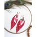 leather feather earrings pink genuine leather jewelry 