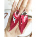 leather feather earrings pink genuine leather jewelry 