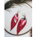 leather feather earrings pink genuine leather jewelry 