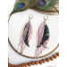 leather feather earrings pink genuine leather jewelry 