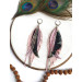 leather feather earrings pink genuine leather jewelry 