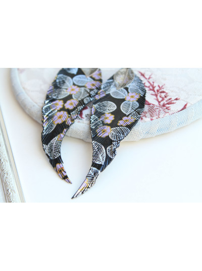 black long leather feather earrings, genuine leather jewelry 