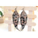 printed black long feathers earrings genuine leather jewelry  