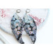 printed black long feathers earrings genuine leather jewelry  