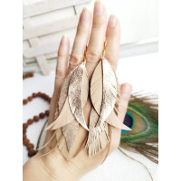 mokko rose gold leather feather earrings 