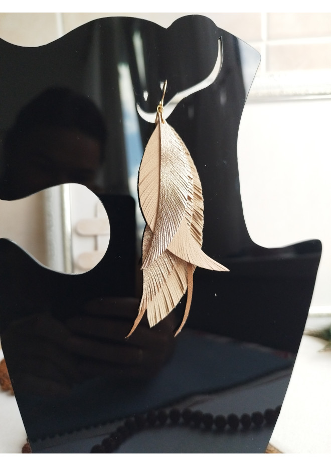 Multi layered earrings made from genuine leather