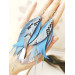 blue long feathers earrings genuine leather jewelry  