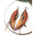 brown long feathers earrings genuine leather jewelry  