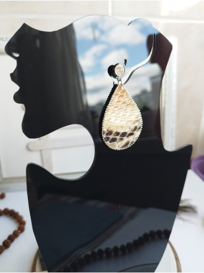 Beige leather earrings Dangle & Drop. Teardrop Leather Earrings