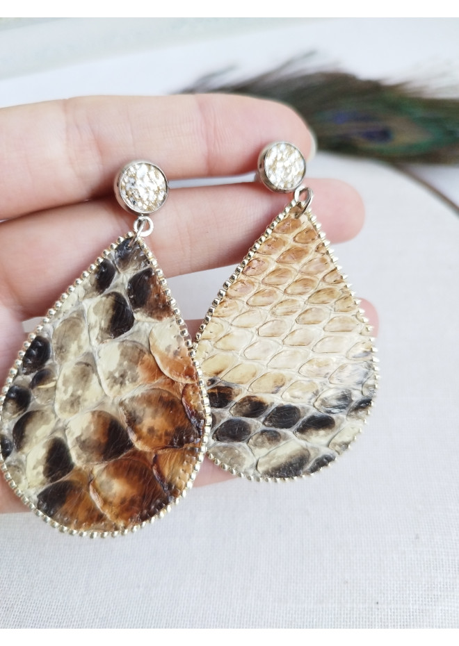 medium drop earrings genuine leather jewelry  stud earrings