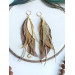 long leather feather earrings genuine leather jewelry  beige