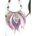 beige sand leather feather necklace