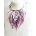 beige sand leather feather necklace