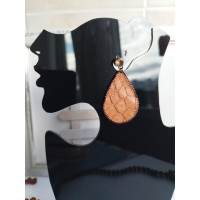 Brown leather earrings Dangle & Drop. Teardrop Leather Earrings