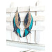 long leather feather earrings genuine leather jewelry animalprint 