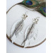 leather feather earrings white  flower connector , genuine leather jewelry 