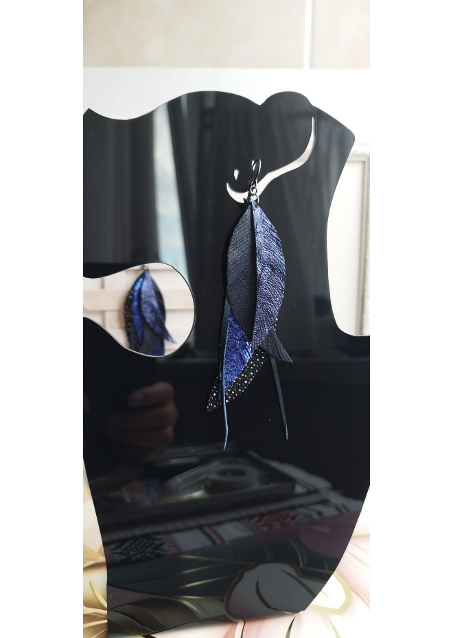 long leather feather earrings genuine leather jewelry 