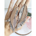 long leather feather earrings genuine leather jewelry 
