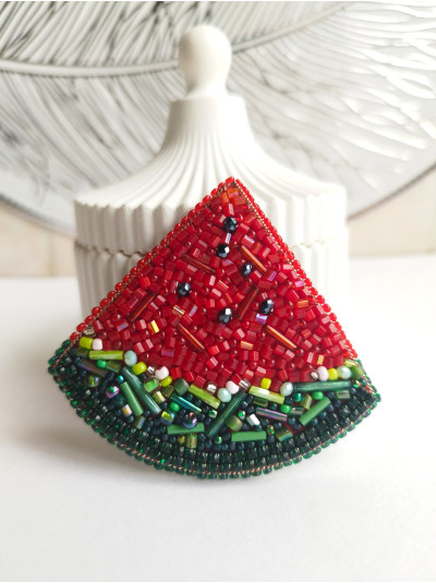Watermelon brooch Bead embroidery brooch