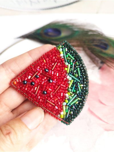 Watermelon brooch Bead embroidery brooch