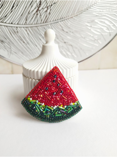 Watermelon brooch Bead embroidery brooch