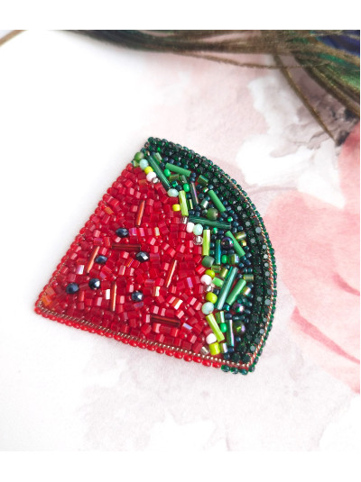 Watermelon brooch Bead embroidery brooch