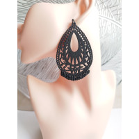 black wood beaded earrings