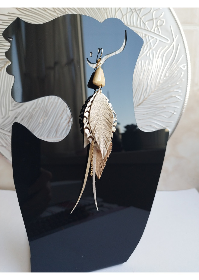 Multi layered earrings made from genuine leather