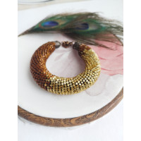 brown gold beaded bracelet, chunky handmade bracelet 