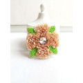 beaded flower brooch peach